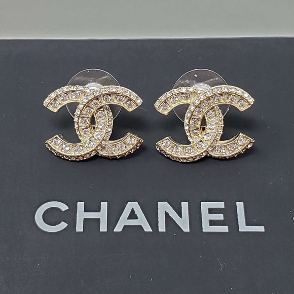 CHANEL Jewelry - 100% Authentic Chanel CC Goldish with stone Earrings